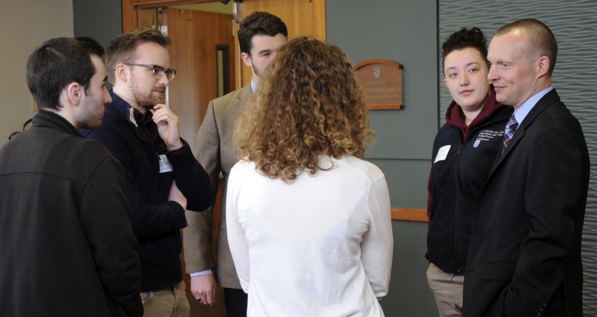 Logo for Rajewski Talking with Students 2 - The Leahy Center for Digital Forensics & Cybersecurity