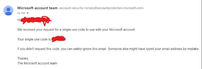 Microsoft TFA code.